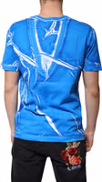 Blue Cotton V-neck Short Sleeves T-shirt 3