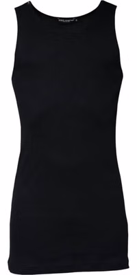 Black Cotton Sleeveless Round Neck Tank T-shirt