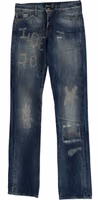 Blue Wash Torn Cotton Straight Fit Jeans 1