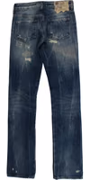 Blue Wash Torn Cotton Straight Fit Jeans 2