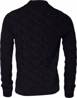 Black Silk Crew Neck Men Cardigan Sweater 2