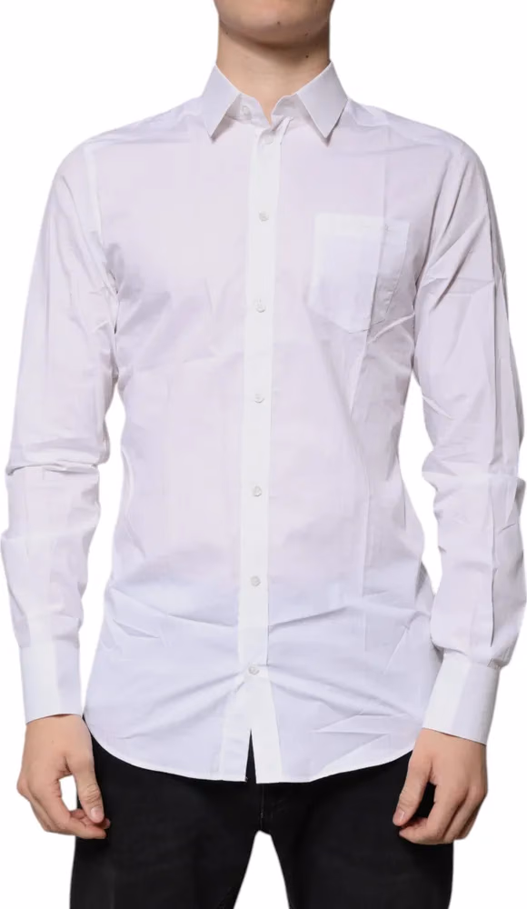 White Cotton Long Sleeves GOLD Dress Shirt