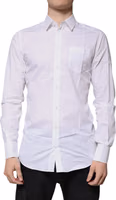 White Cotton Long Sleeves GOLD Dress Shirt 1