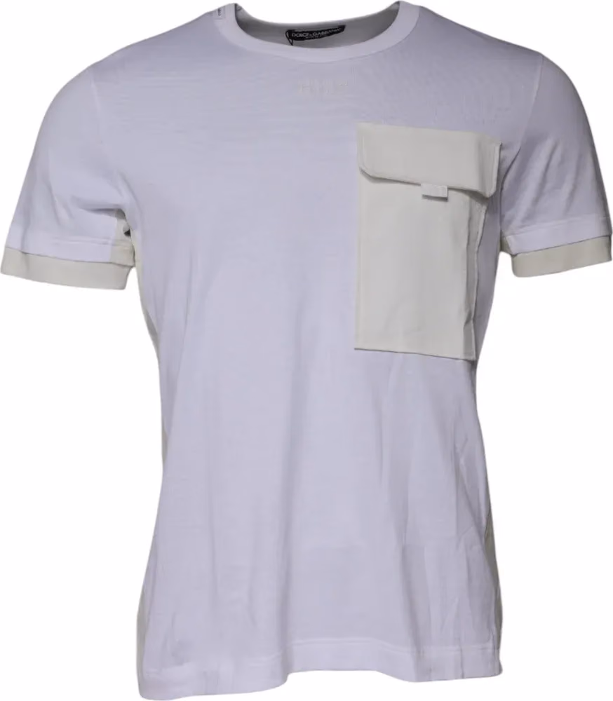 White Cotton Crew Neck Short Sleeves T-shirt