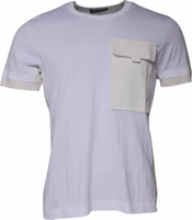 White Cotton Crew Neck Short Sleeves T-shirt 1