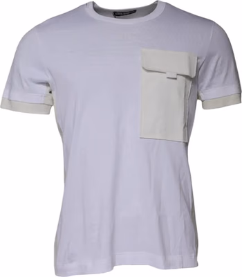 White Cotton Crew Neck Short Sleeves T-shirt