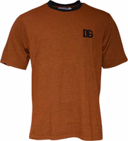 Brown DG Logo Polyester Crew Neck T-shirt 1