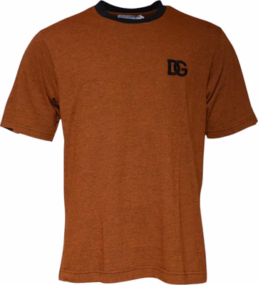 Brown DG Logo Polyester Crew Neck T-shirt