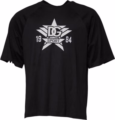 Black Logo Print Cotton Crew Neck T-shirt