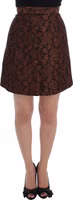 Brown Floral Brocade Mini Bubble Skirt 1