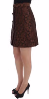 Brown Floral Brocade Mini Bubble Skirt 2