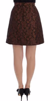 Brown Floral Brocade Mini Bubble Skirt 3