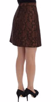 Brown Floral Brocade Mini Bubble Skirt 4