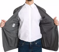 Gray Cotton Single Breasted Formal Blazer 3