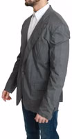 Gray Cotton Single Breasted Formal Blazer 5