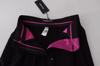Black Wool High Waist Pleat Front Cropped Pants 4