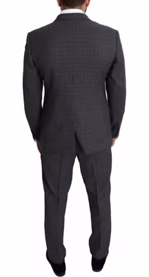 Gray Wool Men Formal 2 Piece MARTINI Suit