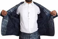 Blue Silver Shiny 2 Piece Slim GOLD Suit 2