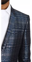 Blue Silver Shiny 2 Piece Slim GOLD Suit 3