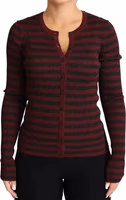 Black Red Striped Womens Cardigan Sweater 1