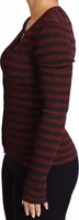 Black Red Striped Womens Cardigan Sweater 2