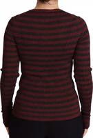 Black Red Striped Womens Cardigan Sweater 4