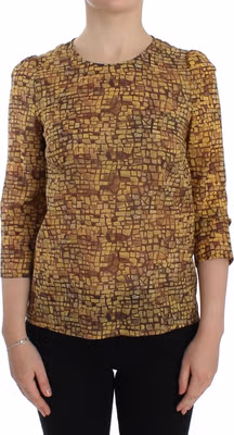Multicolor Mosaic Print Silk Blouse T-shirt