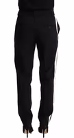Black White Stripes Wool Tapered Pants 2