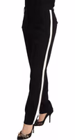 Black White Stripes Wool Tapered Pants 4
