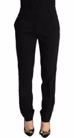 Black White Stripes Wool Tapered Pants 5