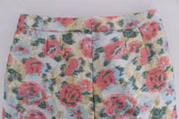White Pink Floral Brocade Pants 2