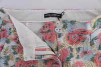 White Pink Floral Brocade Pants 3