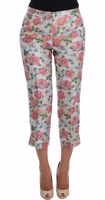 White Pink Floral Brocade Pants 5