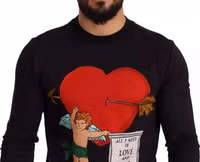 Black Cupid Print Hoodie Sweatshirt Sweater 2