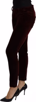 Bordeaux Velvet Stretch Slim Fit Pants 3