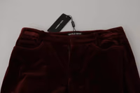 Bordeaux Velvet Stretch Slim Fit Pants 4