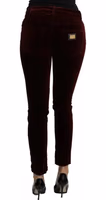 Bordeaux Velvet Stretch Slim Fit Pants 5
