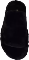 Black Polyester Faux Fur Mens Flats Sandals Shoes 2