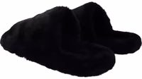 Black Polyester Faux Fur Mens Flats Sandals Shoes 5