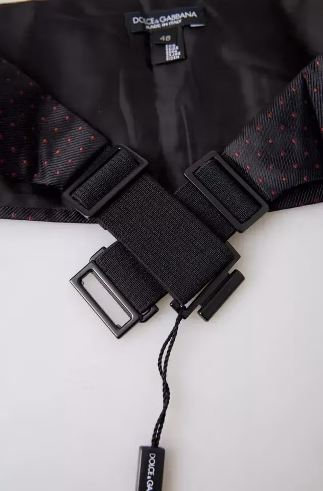 Black Silk Dotted Waist Tuxedo Belt Cummerbund