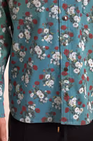 Blue Floral Cotton Button Down Denim Shirt 4