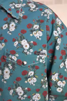 Blue Floral Cotton Button Down Denim Shirt 5