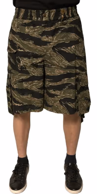 Black Gold Patterned Cotton Bermuda Shorts