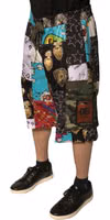 Multicolor Patchwork Cargo Bermuda Shorts 2