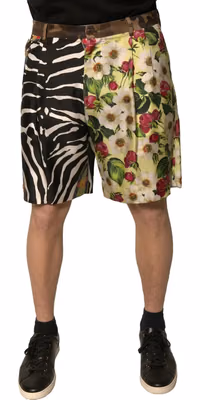 Multicolor Patchwork Silk Men Chino Shorts