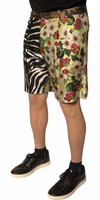 Multicolor Patchwork Silk Men Chino Shorts 2