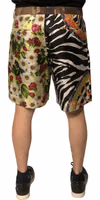 Multicolor Patchwork Silk Men Chino Shorts 3