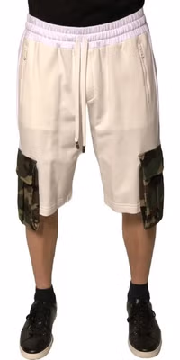 Beige Cotton Men Casual Cargo Bermuda Shorts