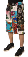 Multicolor Patchwork Cargo Bermuda Shorts 2