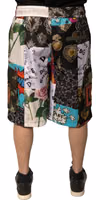 Multicolor Patchwork Cargo Bermuda Shorts 3